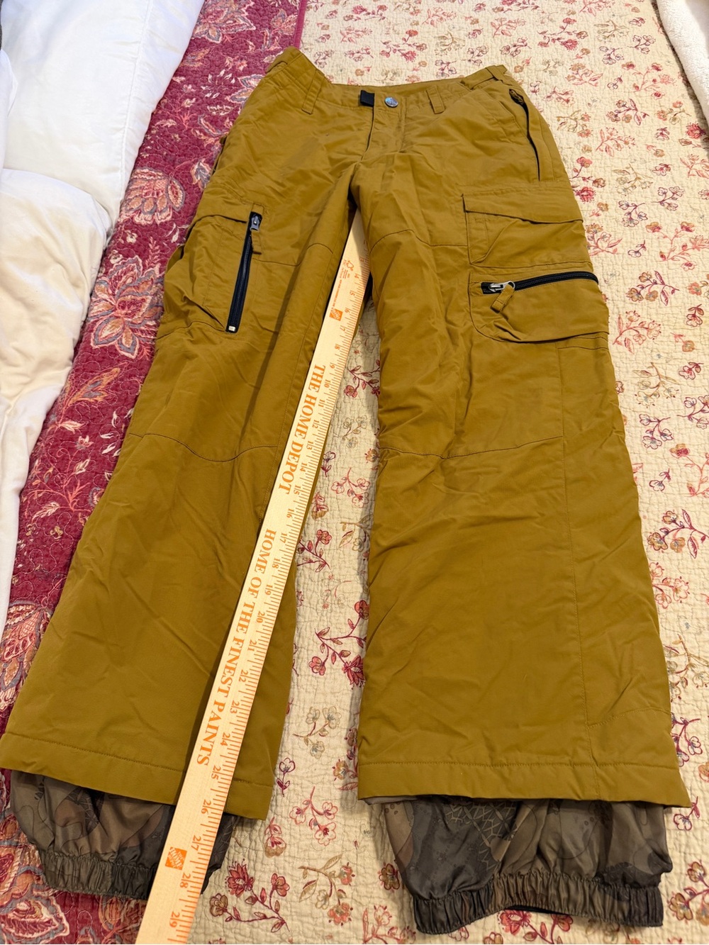 Kids Mustard Cargo Snow Pants with Multiple Pockets - Picture 2 of 7